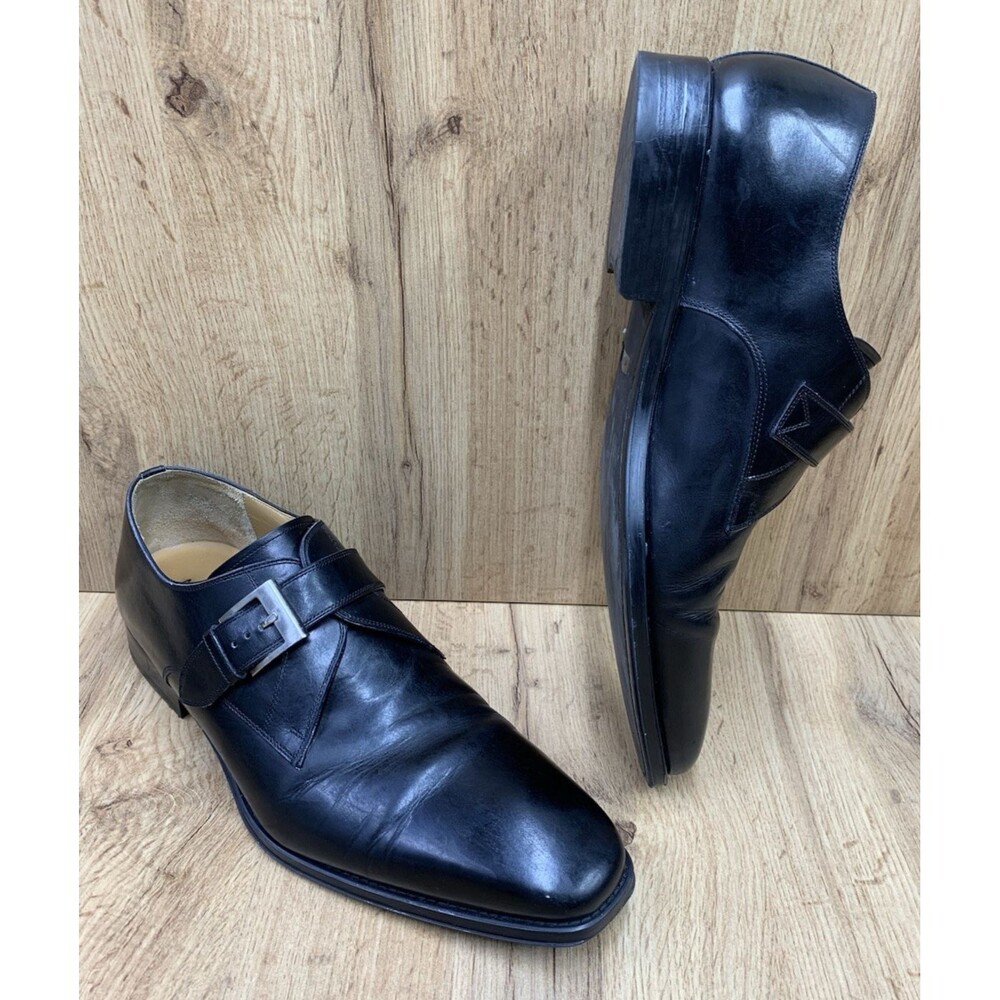 Magnanni Black Leather Single Monk Strap Dress Shoes Mens Size 13 Made Spain